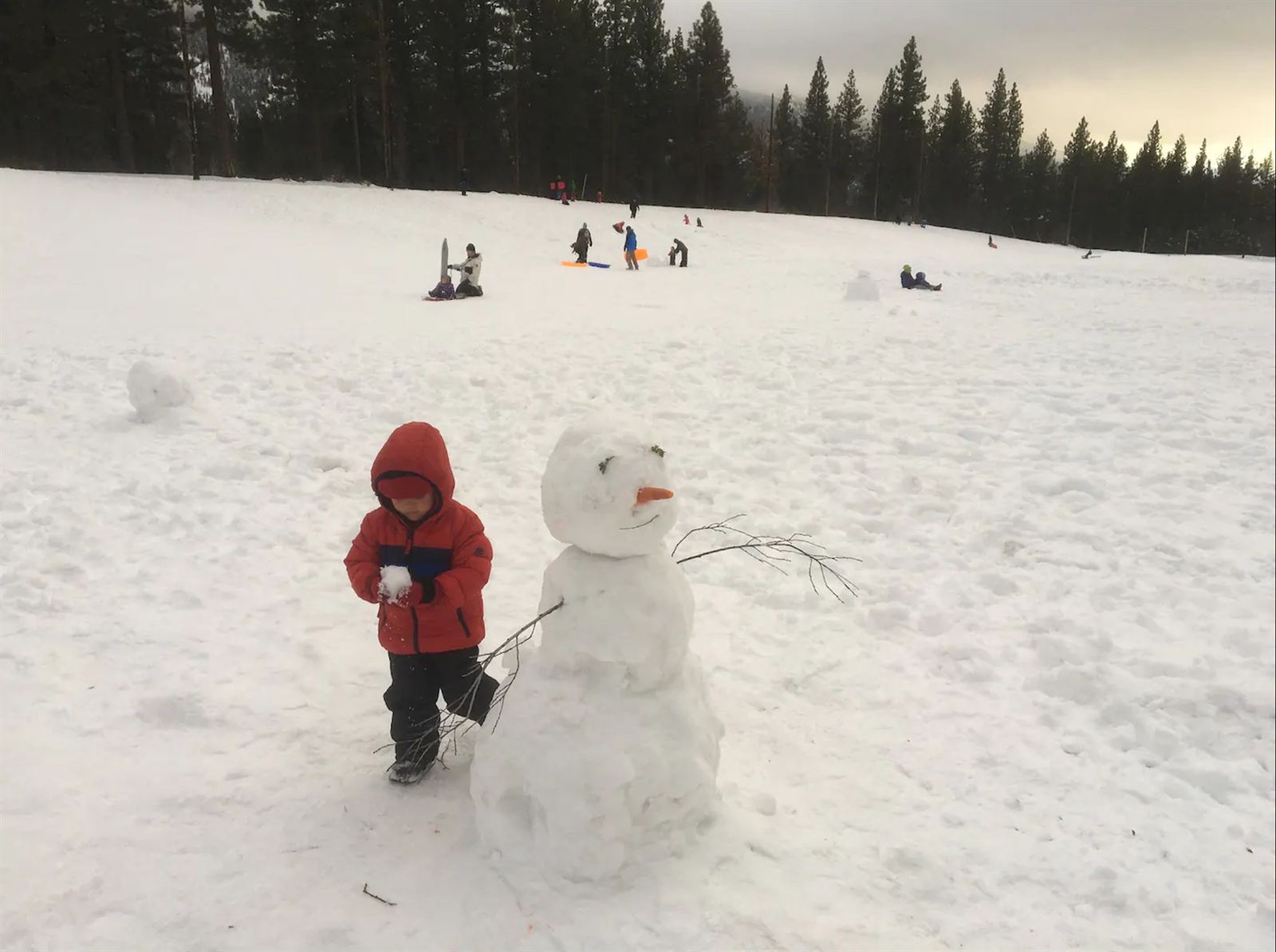 Snowman in the Tahoe snow